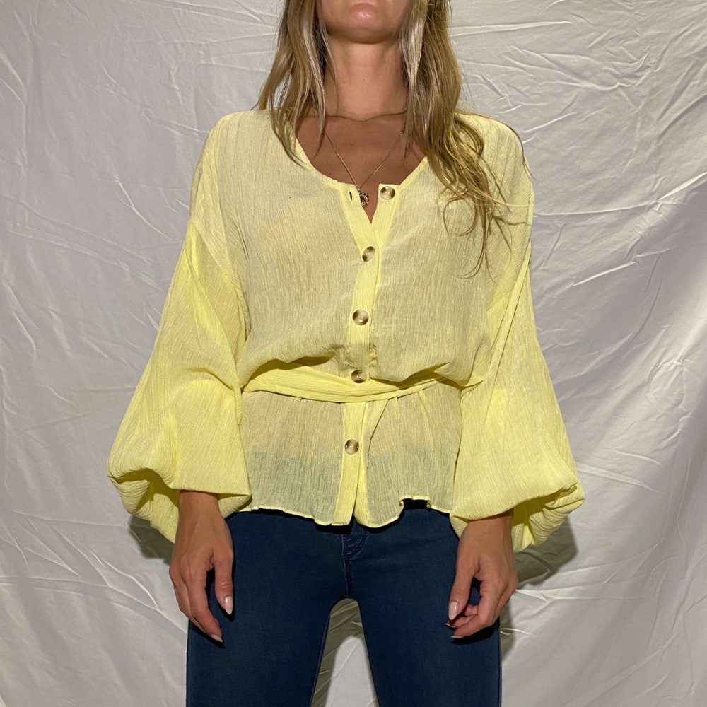 Sabo Skirt Yellow Bubble Sleeve Top